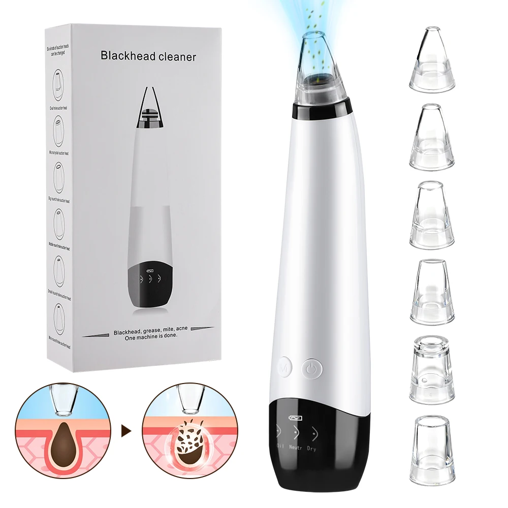 Blackhead Remover Electric Vacuum Suction Face Nose Cleaner Acne Pore 3 Modes Facial Cleansing Beauty Device USB Rechargeable