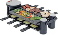 Raclette Party Grill with Granite Stone and Cast Aluminum Non Stick Grill Plate, Black 1
