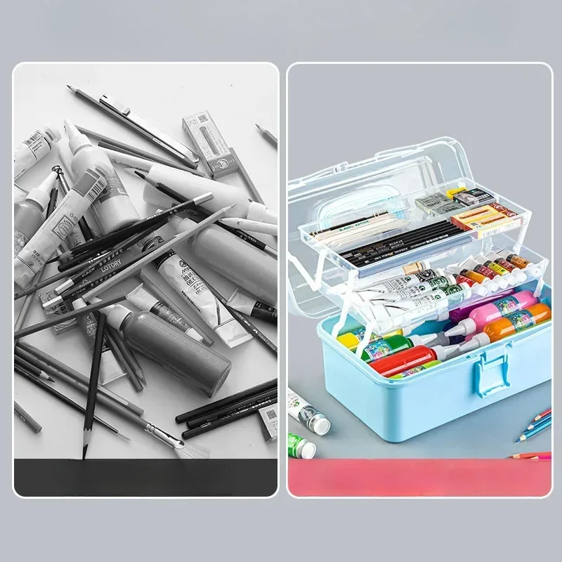 2/3 Layers Large Capacity Storage Box Foldable Multifunctional Plastic Portable Makeup Hairpin Organizer Nail Art Jewelry Box desktop storage box,storage drawer boxes
