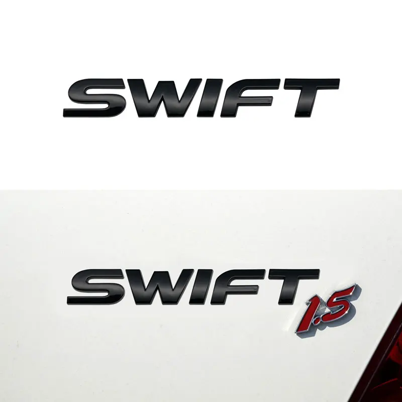 DONHEK Auto Stemmi per Suzuki Swift,ABS Tronco Logo 3D Griglia del Radiatore Anteriore Posteriore Adesivo Alfabeto Distintivo Sostituire Auto Accessori Styling Decorazioni,Front+Rear Logo Black