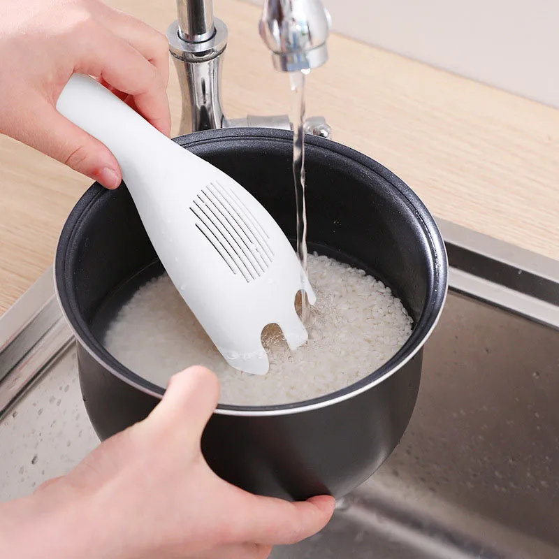 Rice Sieve Spoon Kitchen Drain Colander with Handles Rice Bowl Strainer White Washing Tools Sink Drain Household Tools 1PC rice sieve spoon
