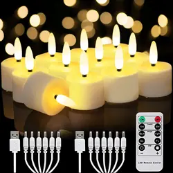 Set of Rechargeable LED Tea Light Candles with Remote and Timer - Flickering Flame for Home, Holiday, and Event Decor (Pack of 12)