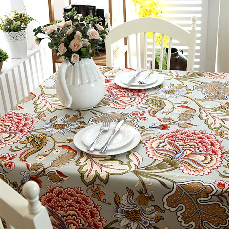 

Cotton Thicken Canvas Tablecloth Floral Pattern Coffee Table Cloth Hotel Banquet Dining Room Decoration Tablecloth Home Decor