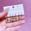 MIGGA 6pcs Mixed Cartoon Dangle Earrings Set Gold Color Cubic Zircon Crystal Huggie Earrings for Women 4