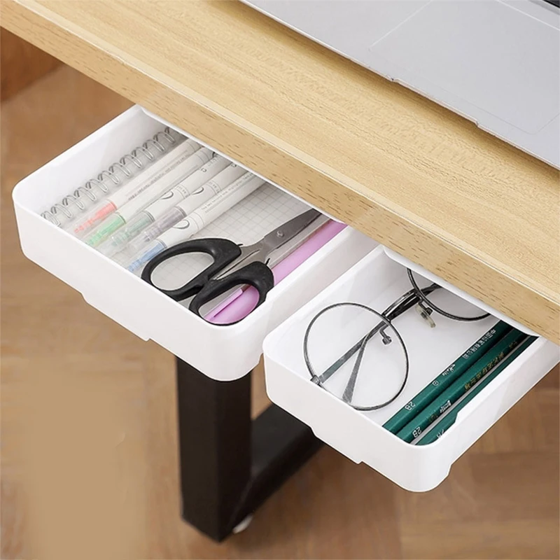 Drawer Organizers Convenient Desk Storage Under Desk Drawer Adhesive Sticky Hidden Self Multifunctional Storage Drawer Table for Home School