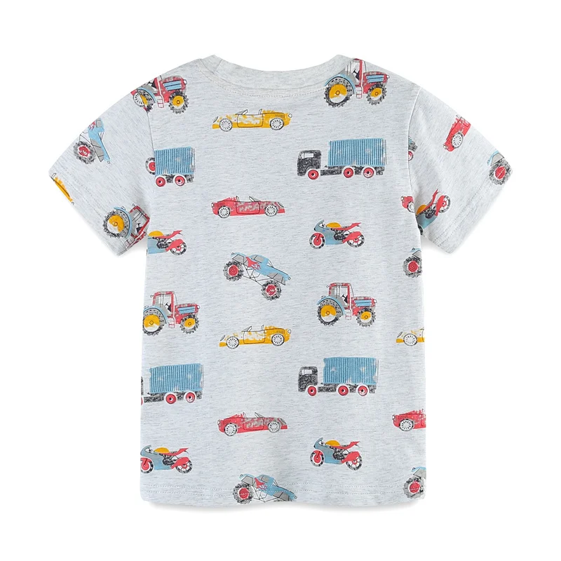 Jumping Meters 2-7T Boys T Shirts With Cartoon Cars Print Short Sleeve Summer Baby Clothing Fashion Baby Shirts Tops Kids Wear 2