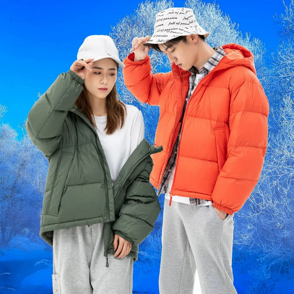 YAYA 2021 Winter Men's  90% White Duck Down Jacket Hooded Couples Style Thick Puffy Coat Windbreak Business Casual Warm Outwear