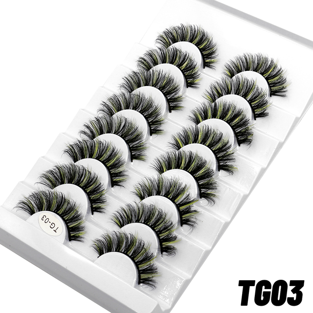 5/8pairs Colored Eyelashes Wispy Mink Lashes Natural Fluffy Cat Eye Lashes Strip 5D False Eyelashes Eyelash Extension