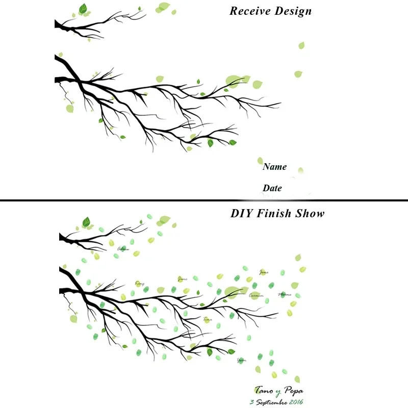 Wedding Tree Branches Fingerprint Painting Signature Wedding Gifts DIY Canvas Guestbook Party Souvenir