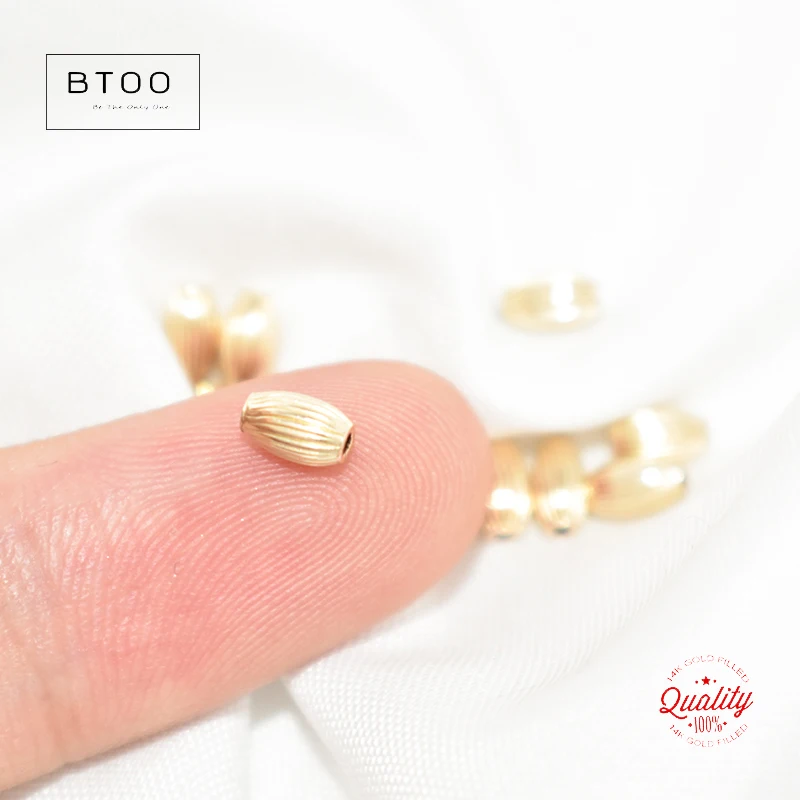 14K Gold gefüllte ovale Wellperlen, Größe 5 x 3 mm, für die Schmuckherstellung, handgefertigtes DIY-Zubehör, Goldschmuckzubehör, Rocaillesperlen – Detail 9