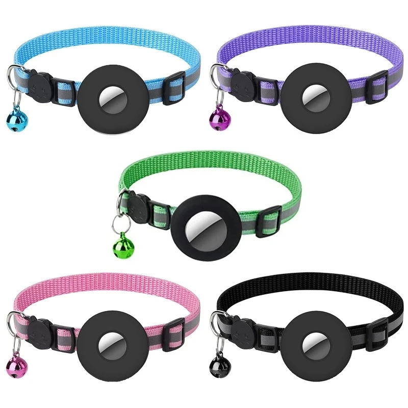 For Apple Airtags Cover Cat Collar Bell Ring Luminous Nylon Kitten Dog Collar for AirTag GPS Finder Anti Loss Tracker Device