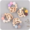 2Pcs Pacifier Clips Elephant Wooden Clip Geometric Crochet Beads Bag Wood Teether  for Baby Pacifier Holder Dummy Clips 5