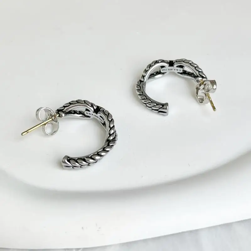 HSC DY Classic Lady's Earrings 22MM Gold-Plated Silver  Buckle Holiday Gift