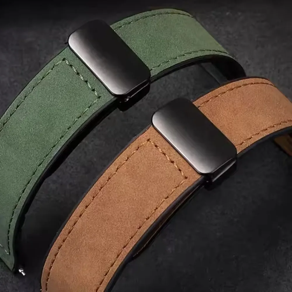 Premium Leather and Silicone Strap with Magnetic Buckle