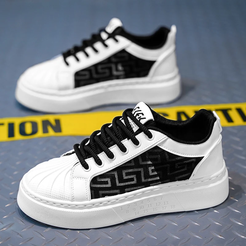Men's thick soled casual shoes breathable soft sole four season comfort students white shoes outdoor walking sports board shoes 2