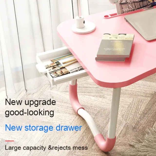 Household Portable Foldable Writing table lazy simple Dormitory  Study table Multifunctional Laptop Desk with Drawer for Bedroom 4