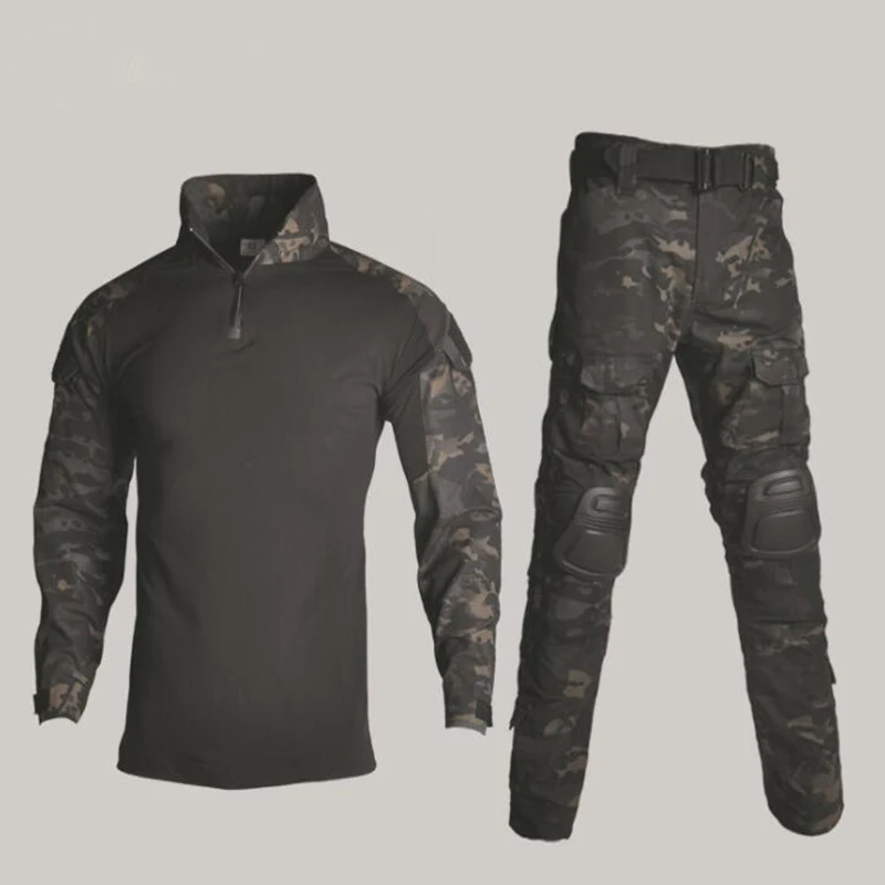 Combinaison Armée Combat Extérieur - Tenue Tactique Pêche Randonnée Chasse avec Protections