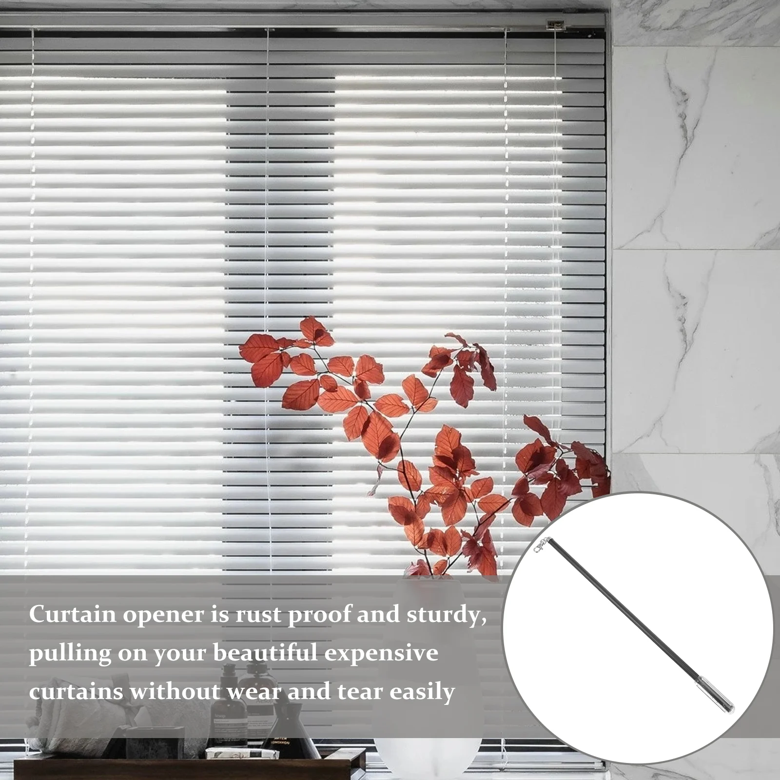 Curtain Pull Rod 21 Inch Rods Drapery Wands Curtains Opener Stick Drapes Aluminum curtain pull rod