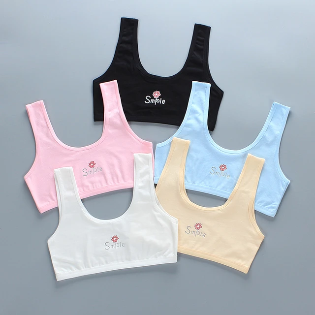 Girls Bra Cotton Tops Sports Bras Without Bones School Students Underwear  Teens Crop Top 12 Years