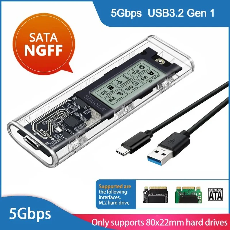 UTHAI M.2 NVME/NGFF Dual Protocol External Hard Drive Case Intelligent Digital Health Detection Typc3.2