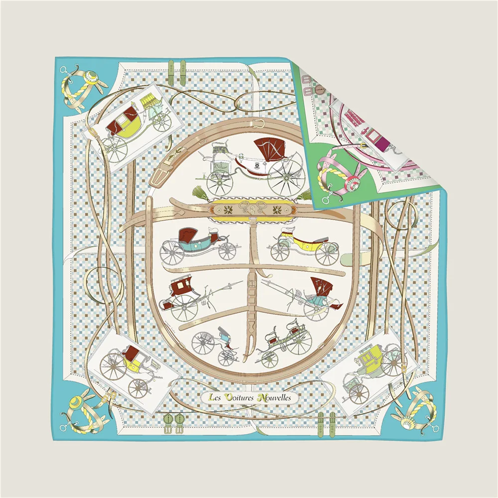 New Brand Two-sided Print Headband Scarf Women Fashion 90*90cm The horse Hijab Bandana Neckerhicef Beach Sun Protection Shawl