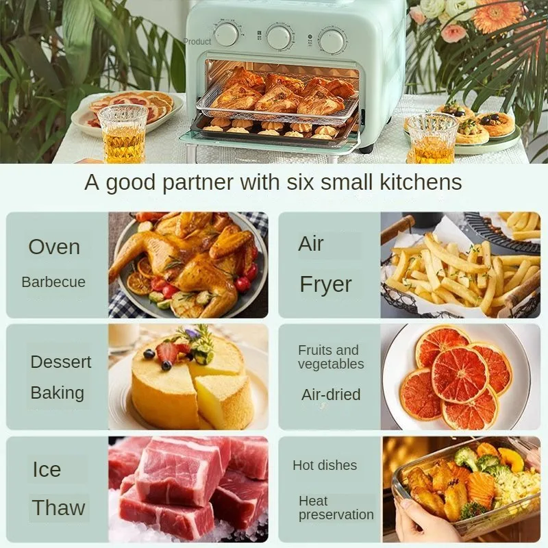 12L Oven 3 baking levels 60 minutes timer Upper and lower tube heating Steam Frying Temperature control Multi-Function Roaster 4