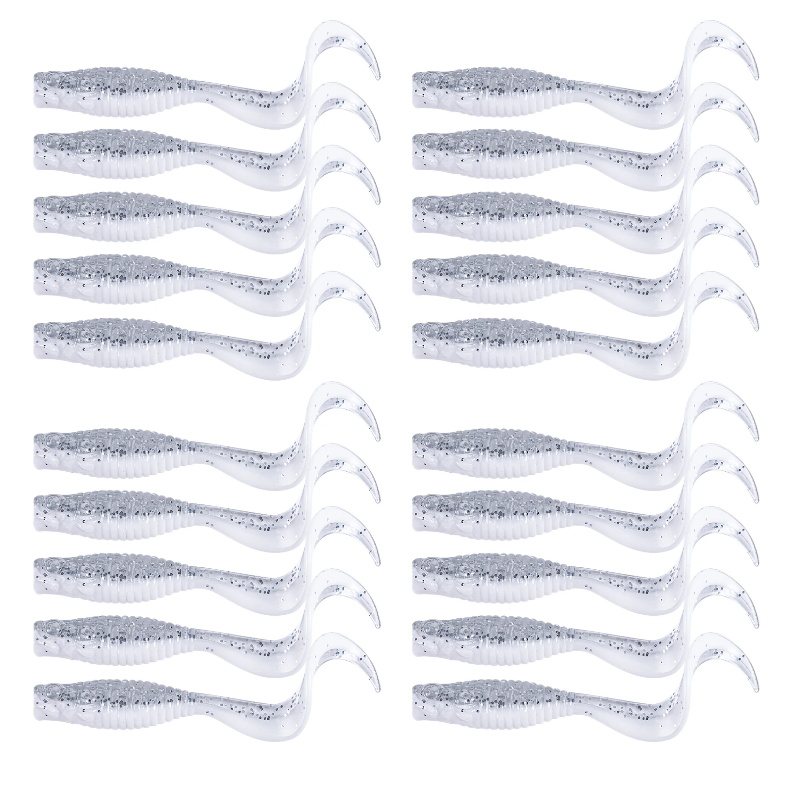

Goture 20Pcs/Bag Soft Lure Softworm Bait T-tail Fishing Lure 5cm 1.19g Swimbait Bass Wobbler Lifelike Soft Locust