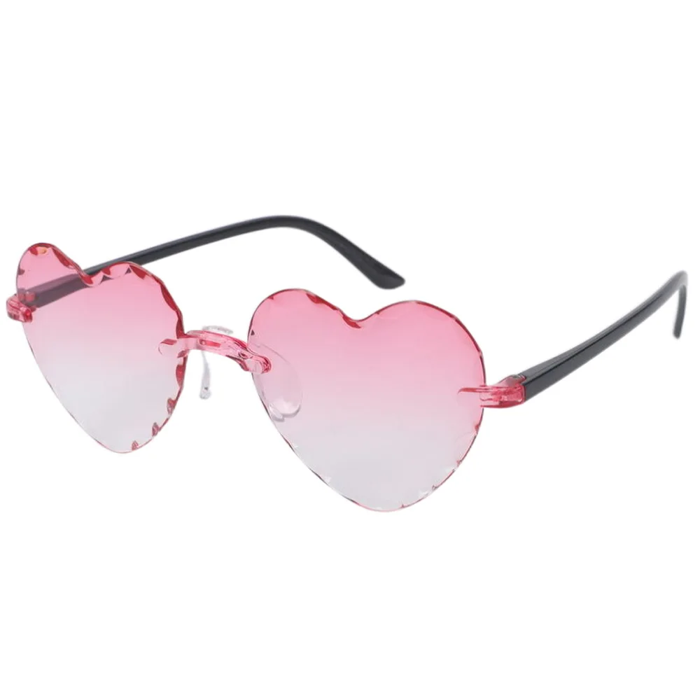 

Transparent Jelly Color Heart Sunglasses Rimless One-piece Heart of Peach Glasses Men and Women Outdoor Beach Tours Sunglasses