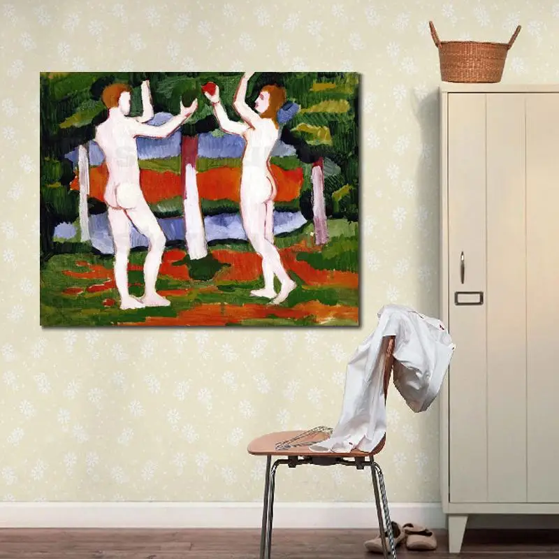 

Modern Wall Art Adam and Eve August Macke Canvas Paintings High Quality Hand Painted