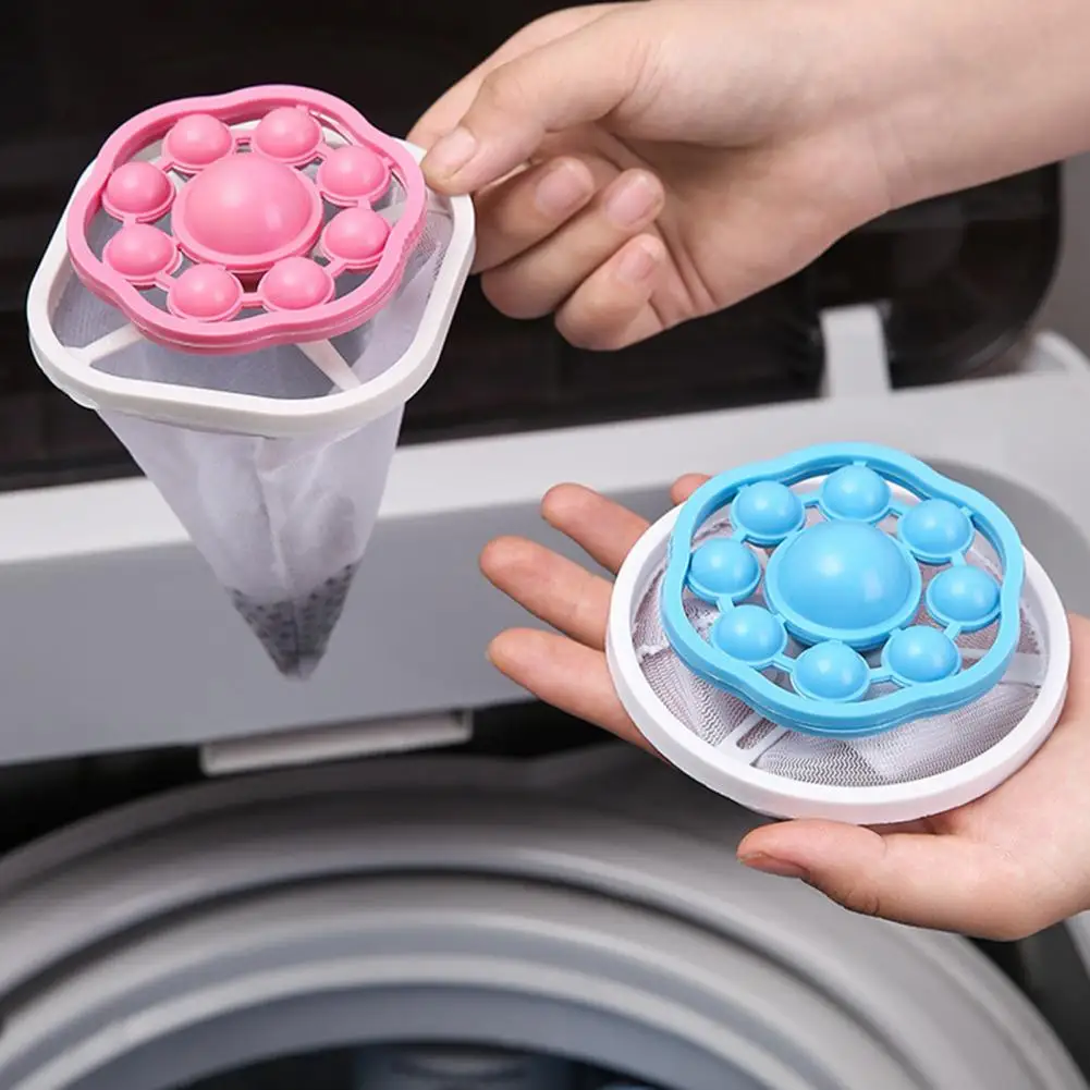 17cm 3Pcs Washing Machine Hair Remover Floating Hair Filtering Mesh Removal Bag Laundry Clear Drain Blockage Debris Collector