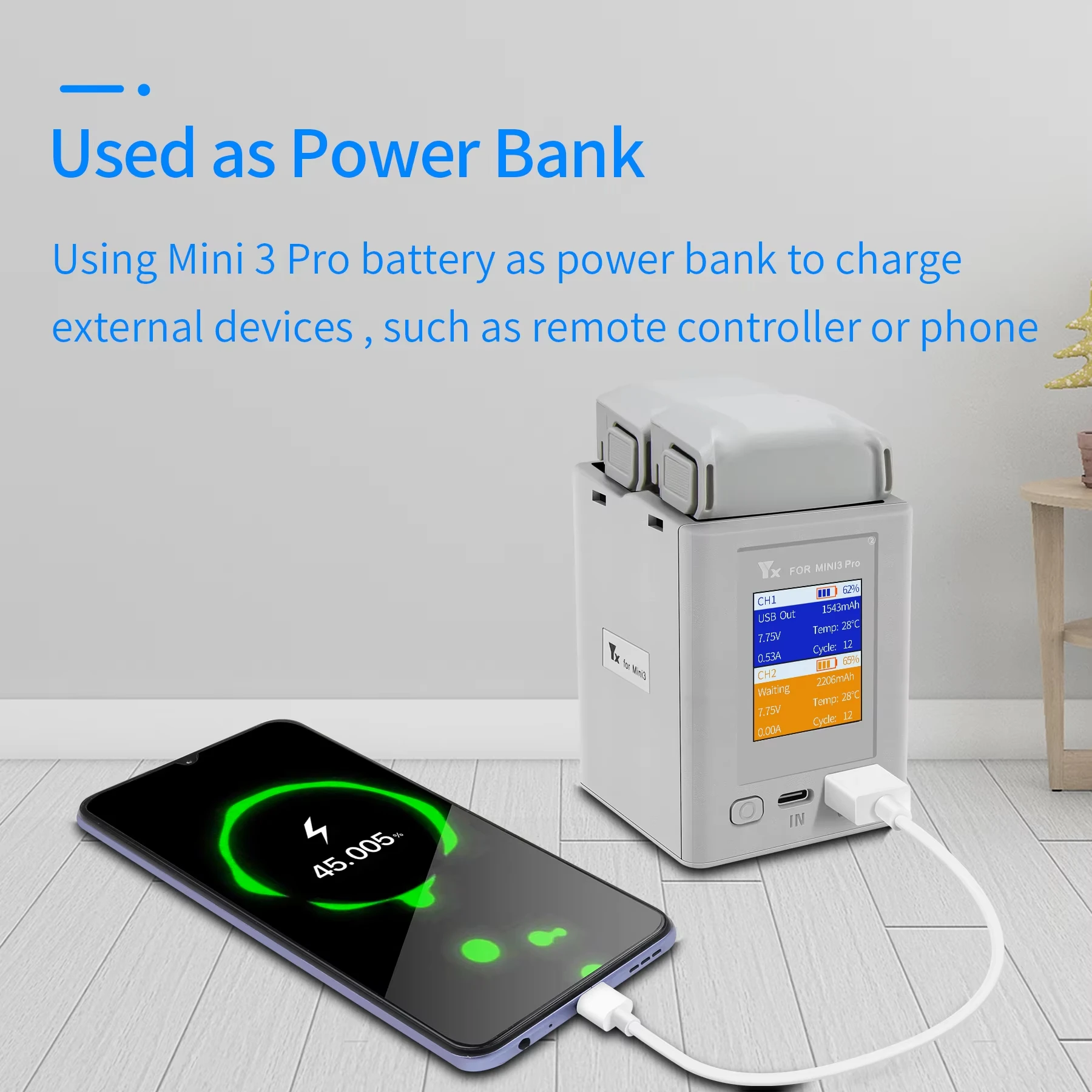 Chargeur Batterie Drone Intelligent 2 Slots PD QC3.0 avec/sans Affichage