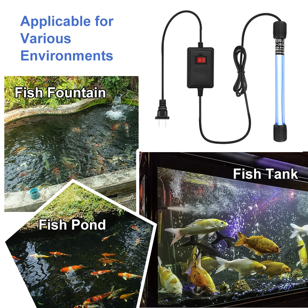 Aquarium Clean Light UV Light Sanitizer Aquarium Light Aquarium Lamp 5w/11w Green Away For Fish Tank Water Treatment