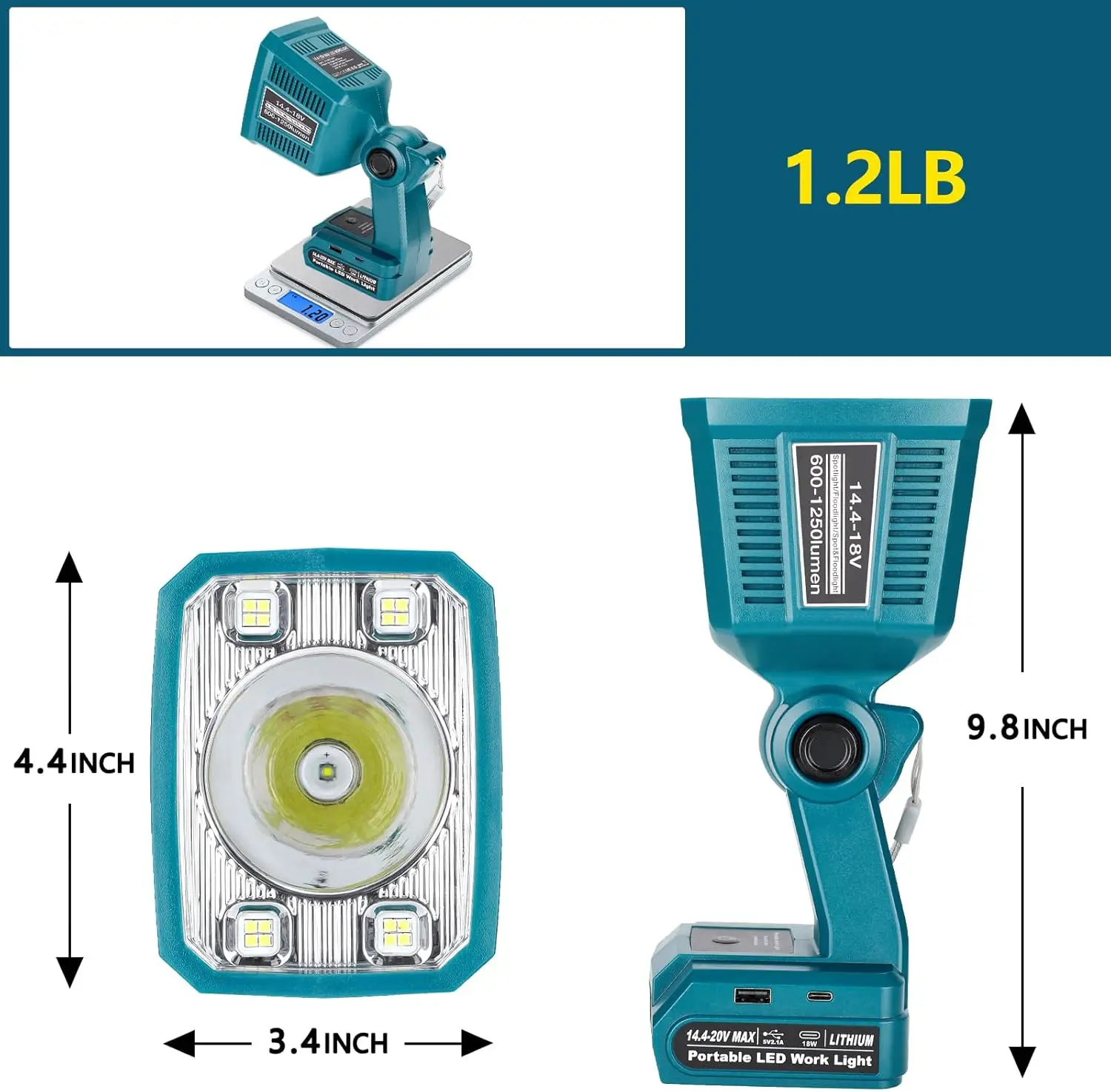 LED Flashlight for Makita 18v LXT Battery 18W Work Light Battery Lamp FloodLight