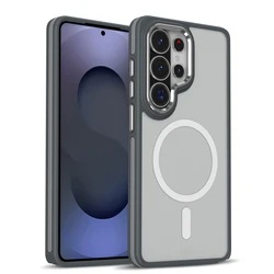 Enhanced Magnetic Phone Case with Soft TPU and Frosted Translucent Back Cover - Galaxy S23 Ultra (GRAY)