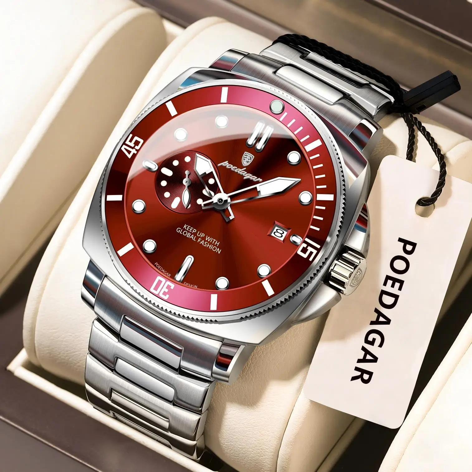 POEDAGAR Luxury Men's Wristwatch Waterproof Luminous Date Stainless Steel Man Watch Quartz Business Sports Watches For Men Reloj