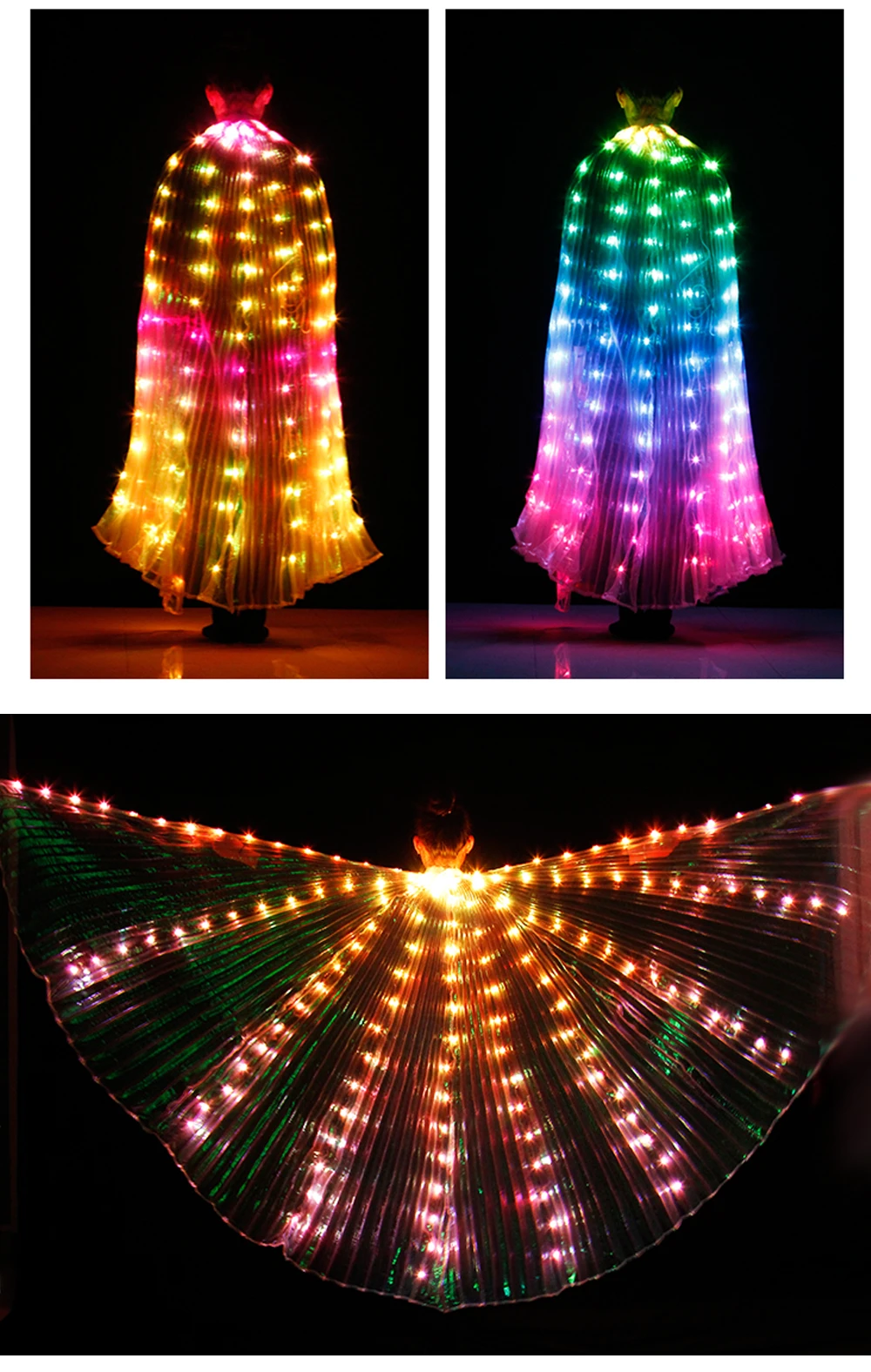 

Dancewear Circus Led Light Luminous wings costume Rainbow Color Alas Led Wing With remote control Led Isis Wings