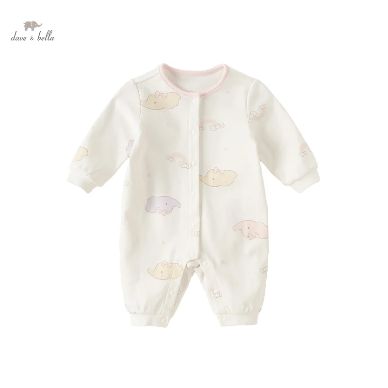 Dave Bella Baby Jumpsuit Bodysuit for Newborns Creeper 2024 Spring New Girls Boys Romper Casual Fashion Print Lovely DB1248385 4