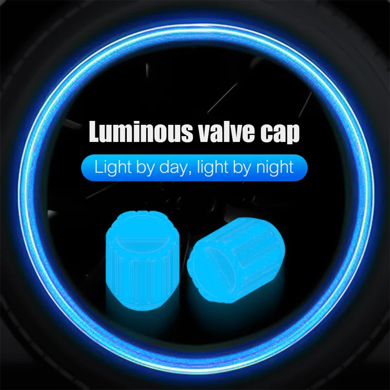 Valve Cap 1/2/4PCS Universal Luminous Valve Cap Dust-proof Tires Wheel Hub Valve Glowing Tyre Stem Covers Applicable Car Motorcycle Bike