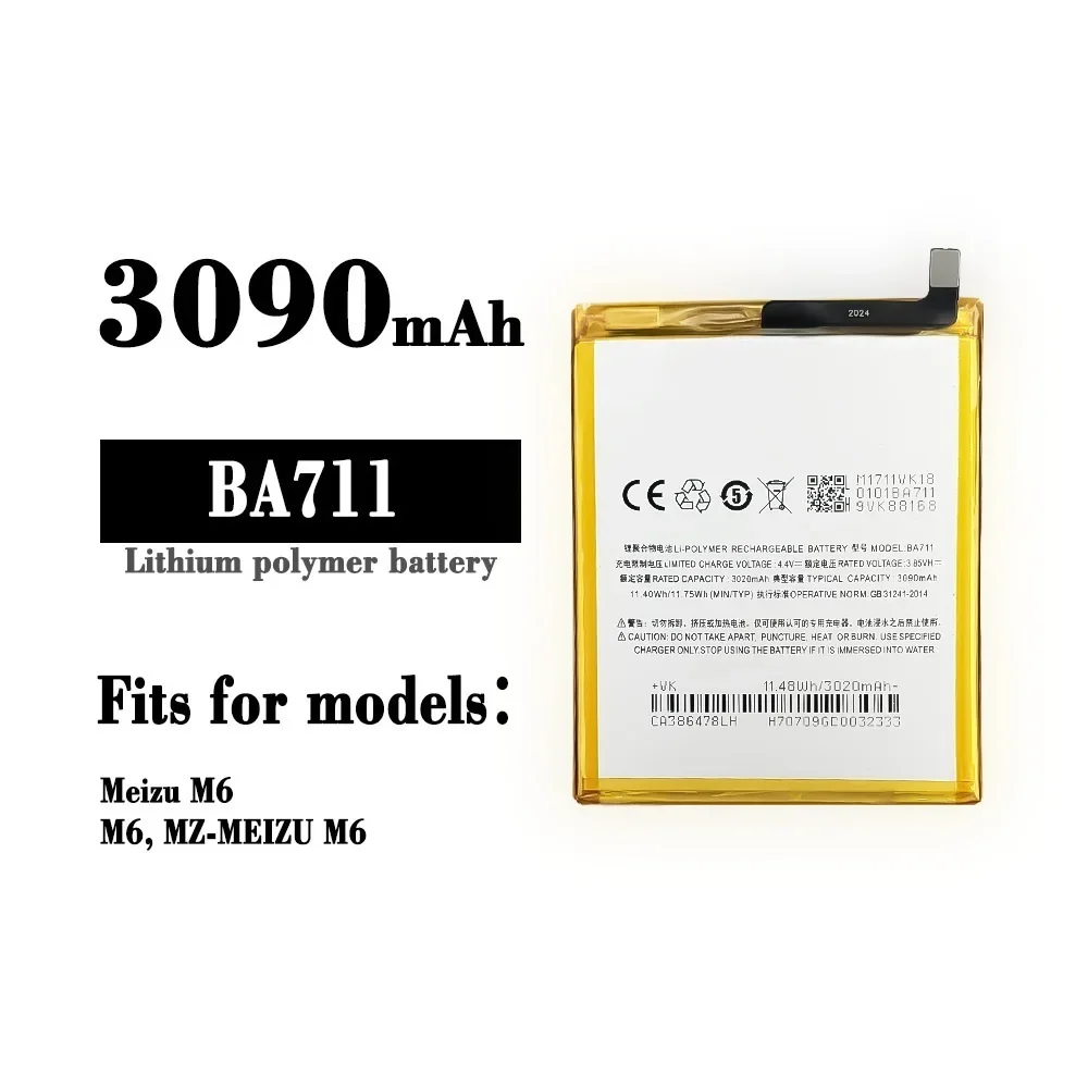 

100% 3090mAh BA711 Battery For Meizu M6 Meilan 6 M711M M711C M711Q M711H Mobile Phone Batteries Bateria