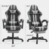 Grey Gaming Chairs with Footrest,PC Gaming Chair,Computer Chair, E-Sports Chair,Ergonomic Office Chair with Adjustable 3