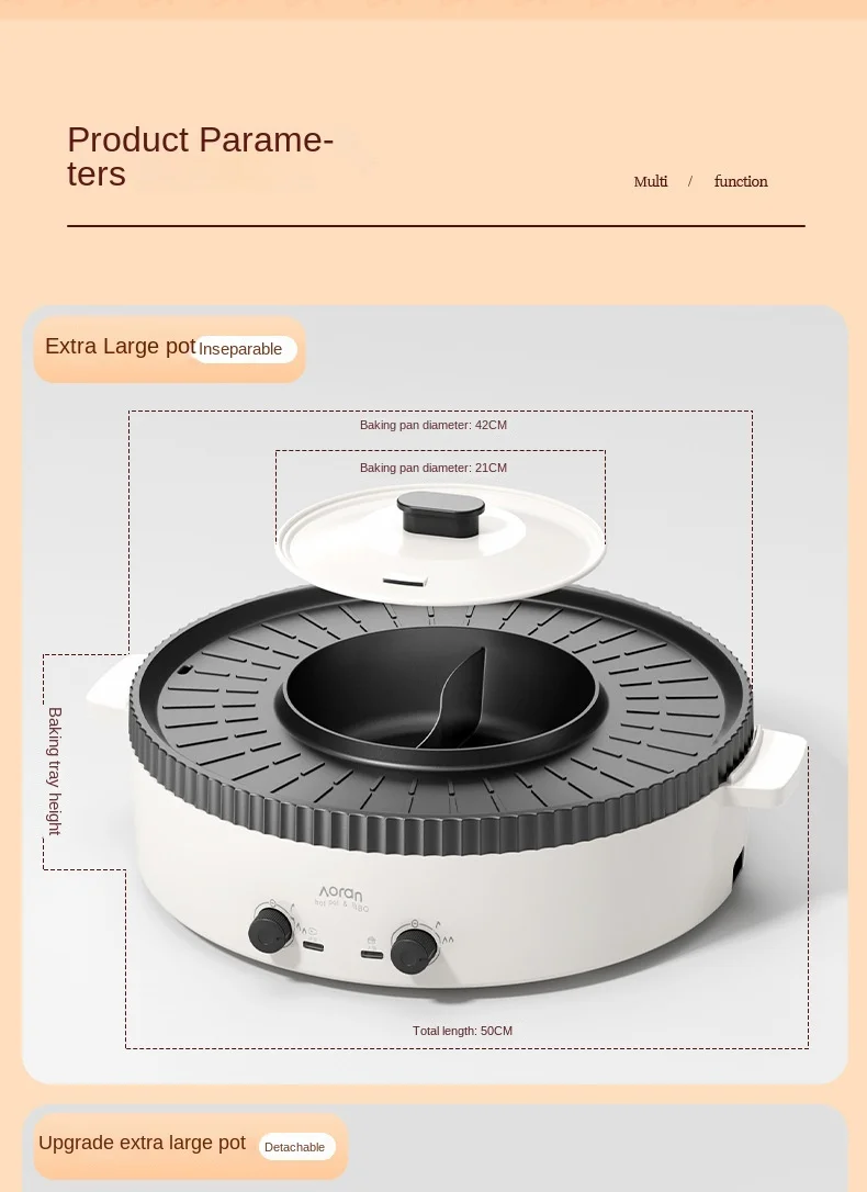Description Picture 5 of item220V Non-stick Electric Grill Household Electric Hot Pot Multi Cooker Machine 5L Bbq Grill Barbecue Maker Machine