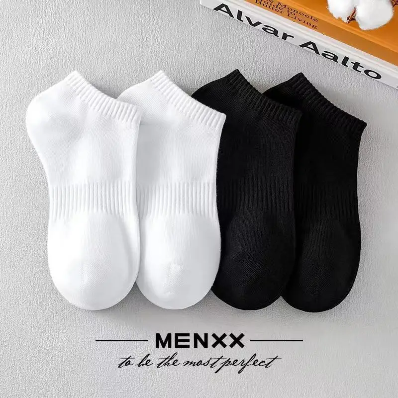 Unisex 5 Pairs Solid Socks Soft Lightweight Low Cut Ankle Socks Bulk Black White Men Women Stockings Hosiery