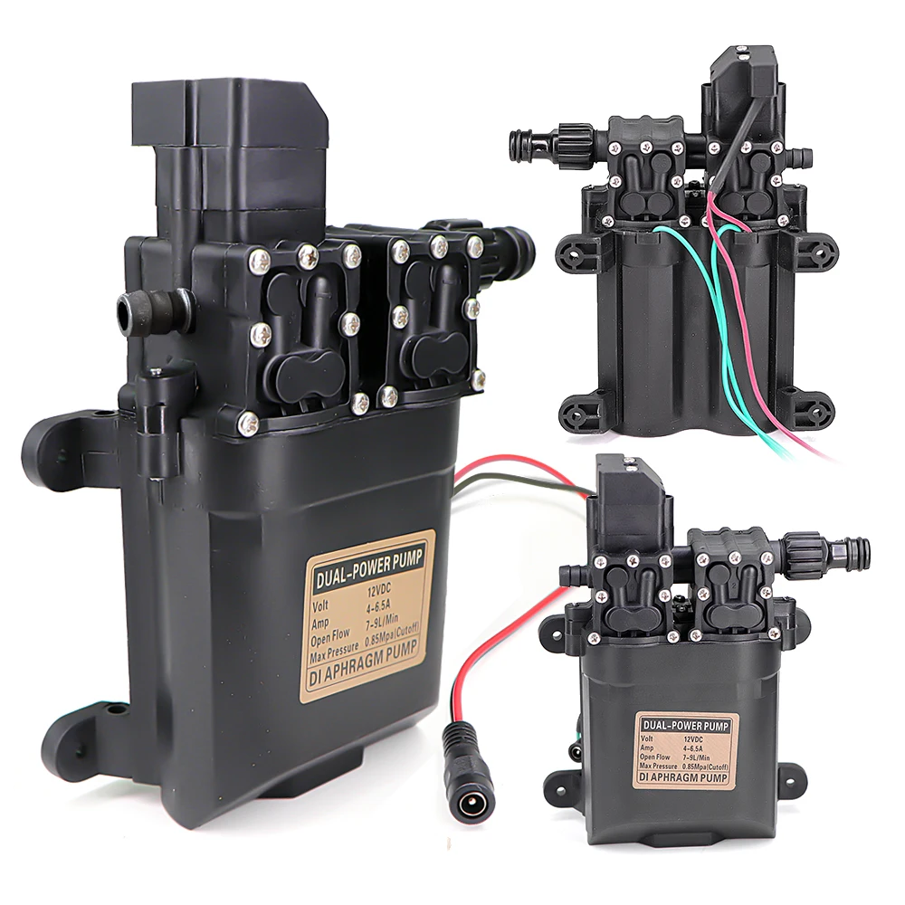 ทนทานแรงดันสูงปั๊มน้ําไดอะแฟรม DC 12V 7-9L/Min สําหรับสวนการเกษตร Self-priming ปั๊มไดอะแฟรมอัตโนมัติ 1