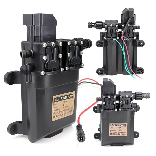 ทนทานแรงดันสูงปั๊มน้ําไดอะแฟรม DC 12V 7-9L/Min สําหรับสวนการเกษตร Self-priming ปั๊มไดอะแฟรมอัตโนมัติ 1