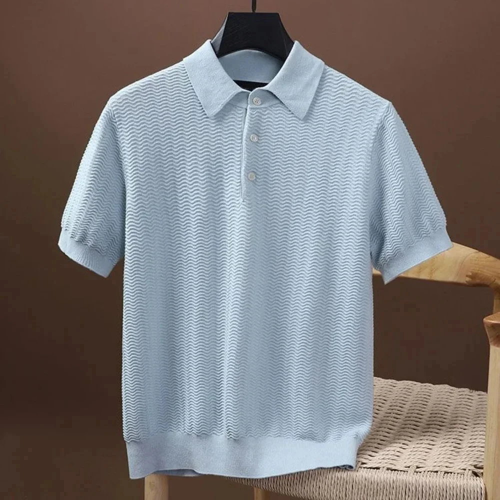 thumbnail image 1 of Camisas Polo para Hombre Ropa de Trabajo de Verano Camiseta de Manga Corta Ropa de Negocios Hilo Transpirable Camisa Fresca, 1 of 4