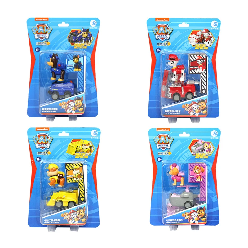 Figuras de acción de la patrulla canina para niños, juguetes de bloques de  construcción, vehículo de la patrulla canina, Chase, Skye, Marshall, Pull  Back, Playset, regalos de cumpleaños Fivean unisex