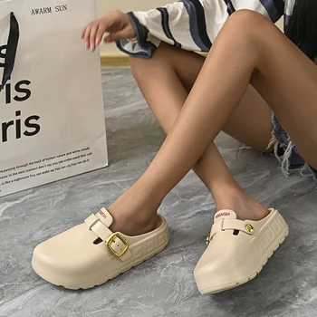 أحذية النساء 2025 نموذج جديد لاستبدال المكتب أحذية كسول مضادة للانزلاق للعمل نصف الوجه يتخبط قبعات لأصابع القدم ملابس خارجية للصيف 6