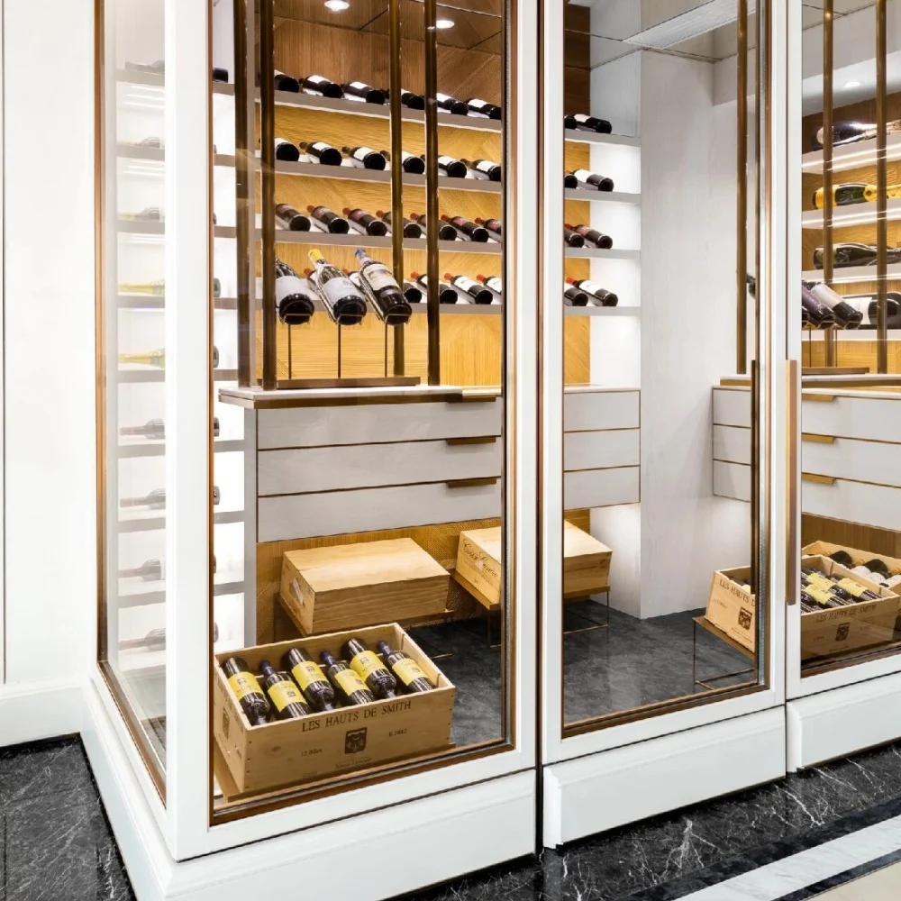 Whitewood Walk-in Wine Rack with Drawers, Modern Minimalist Color Display Cabinet, Wine Storage Room Cellar