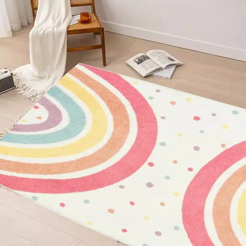 Shaggy Bedroom Rugs for Kids Rainbow Fluffy Carpet Living Room Hairy Nursery Play Mat for Children Plush Baby Rugs Soft Foot Mat 4