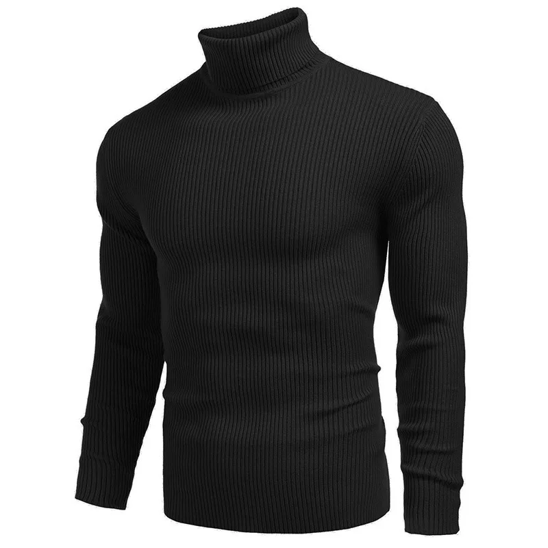 2023 Autumn Winter New Solid Color Fashion Turtleneck Sweater Man High Street Long Sleeve Youth Korean Style All-match Pullovers